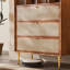 Commode d'appoint rétro en bois tissé en rotin