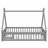 Montessori Teepee Floor Bed Tent‑Shaped Kid Bed With Guardrails, Door-656815308-656815306