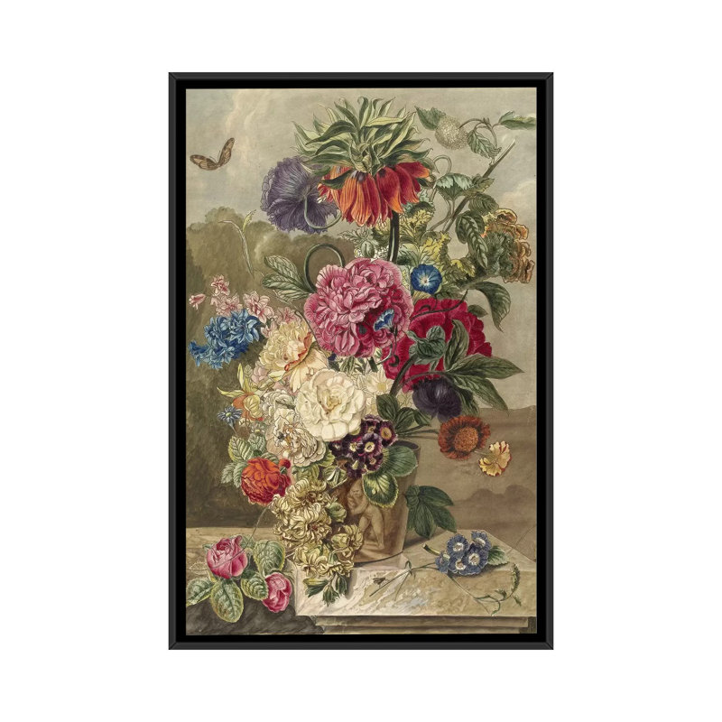 « fleurs xvii », impression sur toile, H 26 po x l 18 po x P 1,5 po, Toile avec cadre noir, Pas de tapis