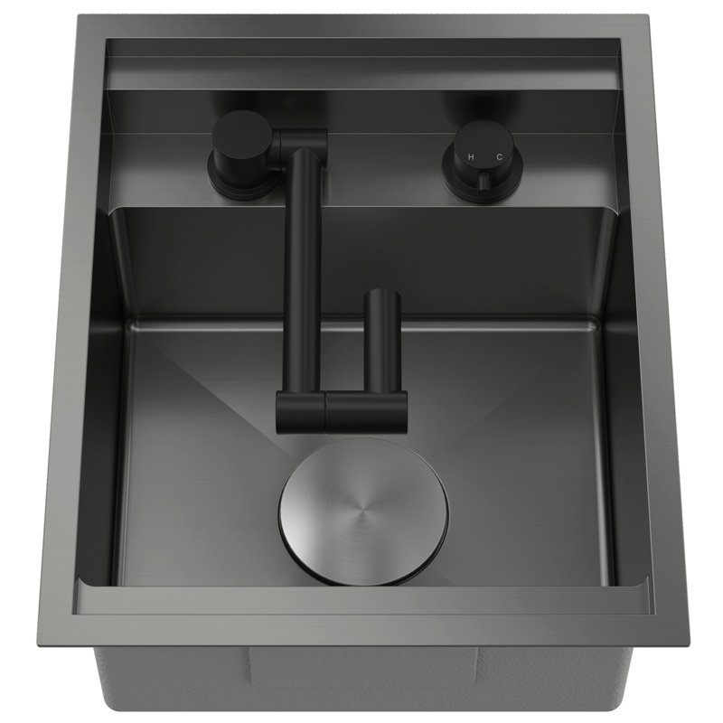 9L Kitchen Sink RV Sink With A Foldable Tap Inside, Silver