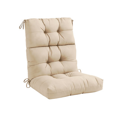 Outdoor High Back Chair Cushions, 44" X 21" X 4" Tufted Adirondack Chair Cushions, Water Resistant Patio Furniture Cushions For Garden Rocking Chair,Beige