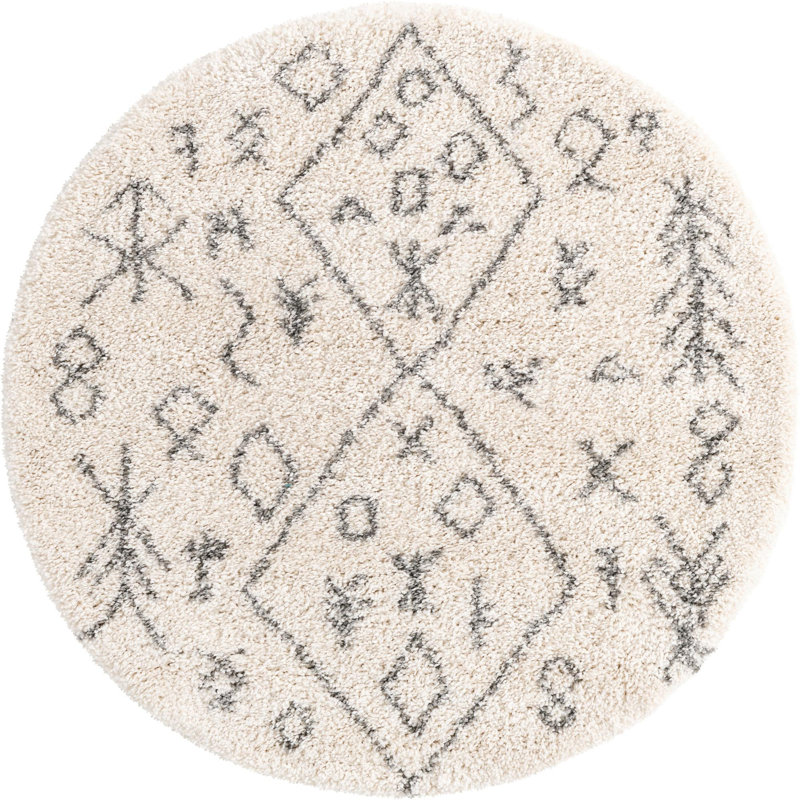 Paquette Geometric Shag Area Rug, Round 152cm
