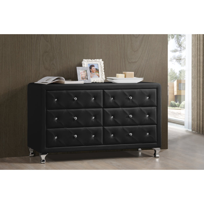 commode double 6 tiroirs Beglin, Noir