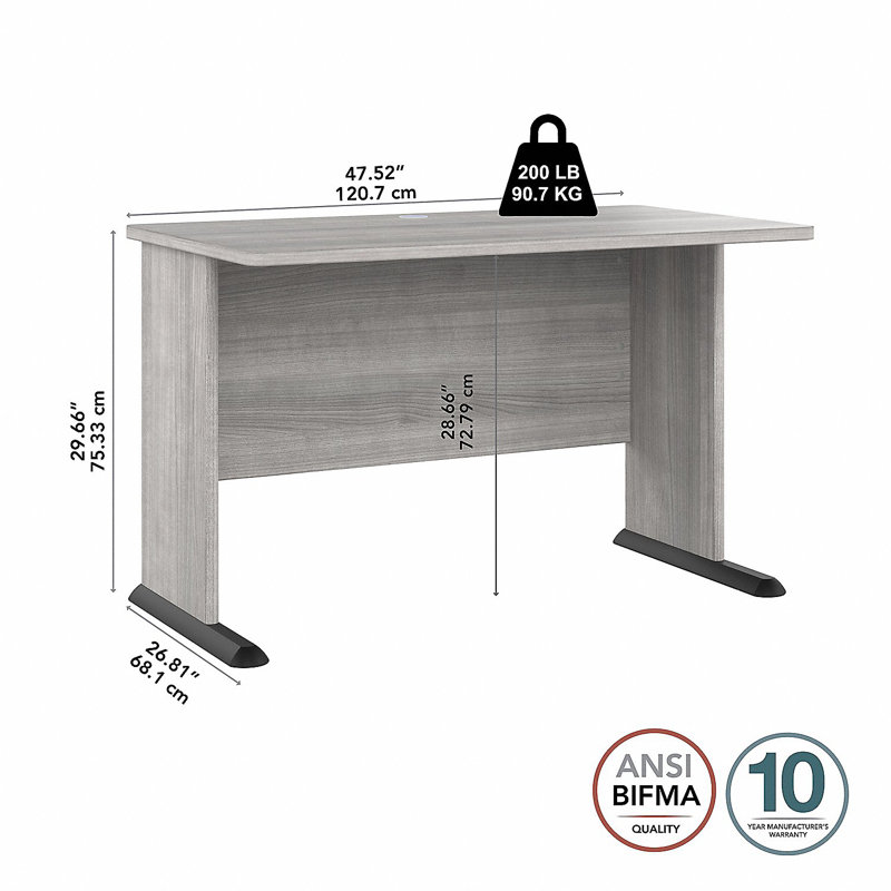Studio A Writing Desk, Platinum Gray, 30" H x 48" W x 27" D