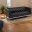 Canapé Chesterfield 3 places en polyuréthane noir, pieds en pin, style moderne.-2051896843