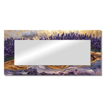 Lavender Field On The Crystal Wood River I - Floral Mirror Wall Art - Printed On Metal