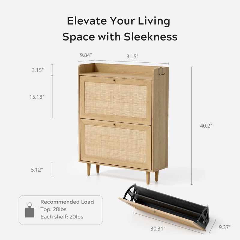 Armoire de rangement pour chaussures en bois 16 paires (ensemble de 2)