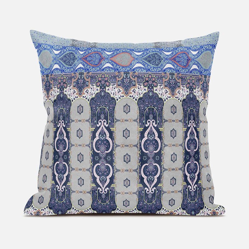 Floral Reversible Throw Pillow, 16" W x 16" H, Blue/Green/Grey