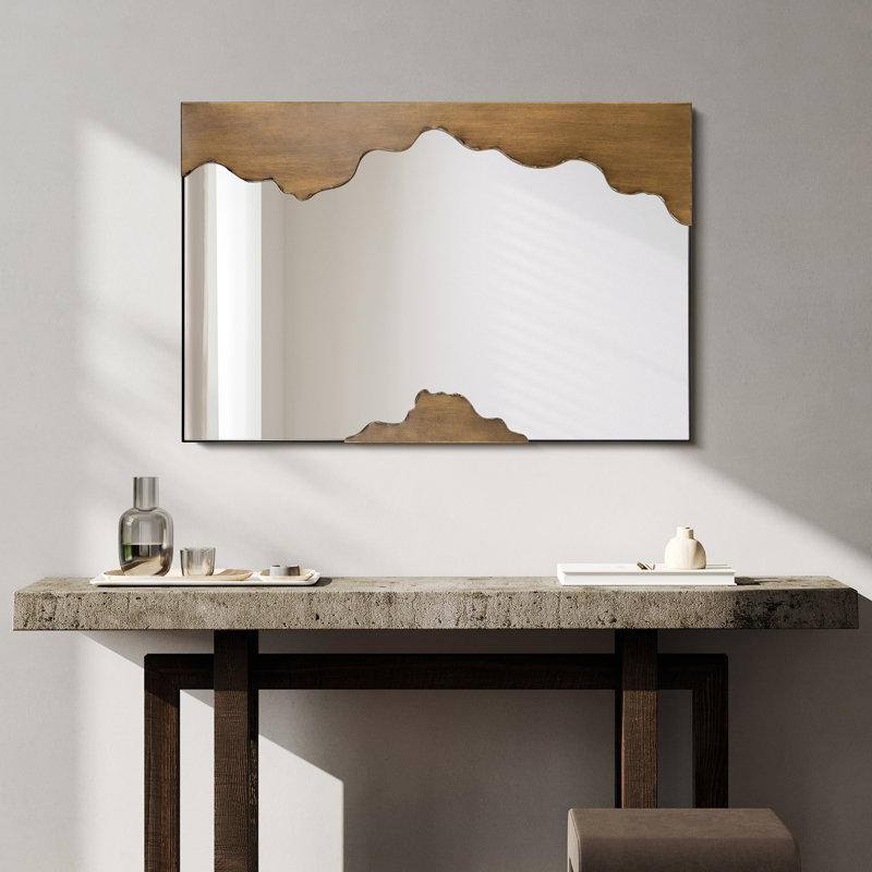 Brushed Antique Gold Edge Tear Wall Mirror