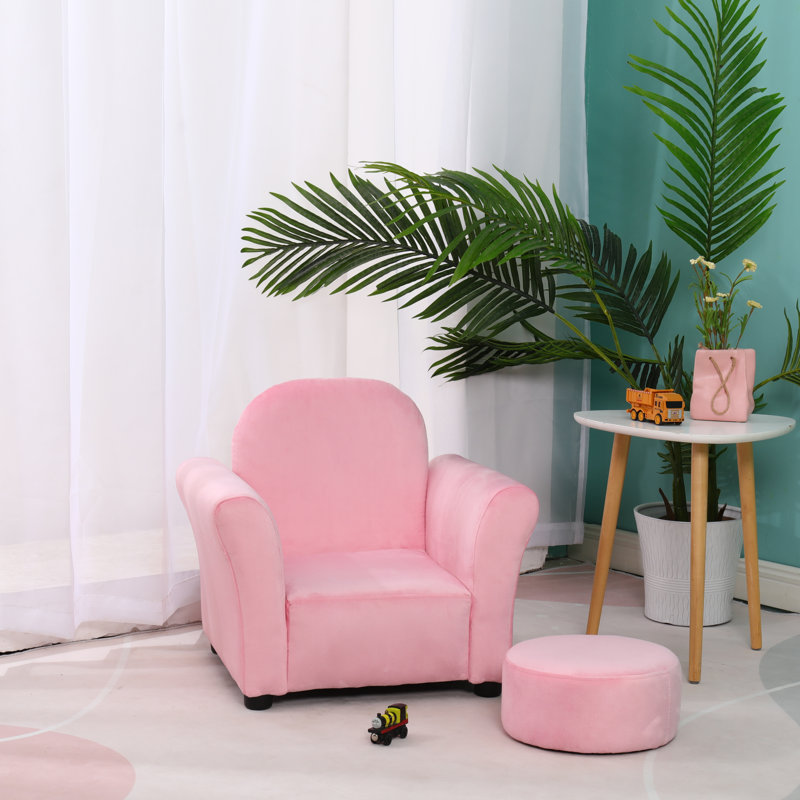 Chaise pour enfants 21,65 po Cao, Velours rose