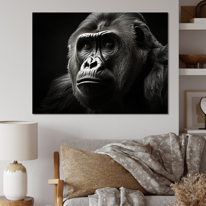 «Black and White Gorilla Majestic I» sur toile, H 24 po x l 32 po x P 1 po, Toile tendue