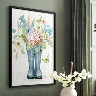 Garden Boots Framed Print - Solid Wood
