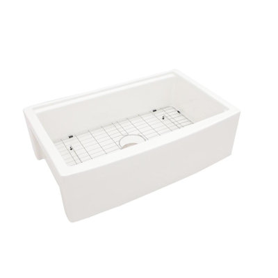 Évier de cuisine de style ferme en céramique blanche de 33 x 21 x 10 pouces avec tablettes de travail