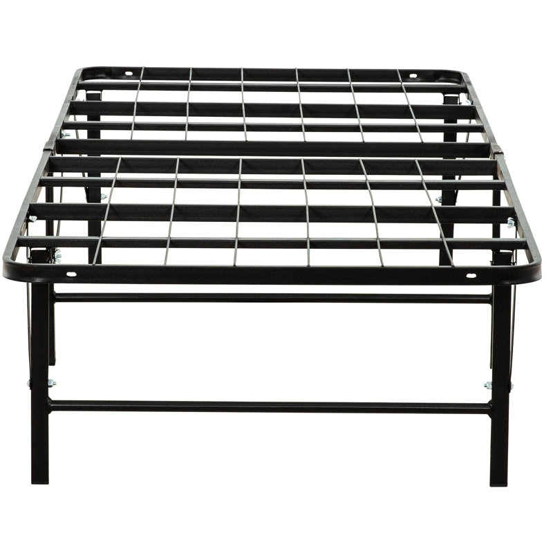 Lit simple avec plateforme en métal -, amplement de rangement disponible, sommier et rangement, Lit simple