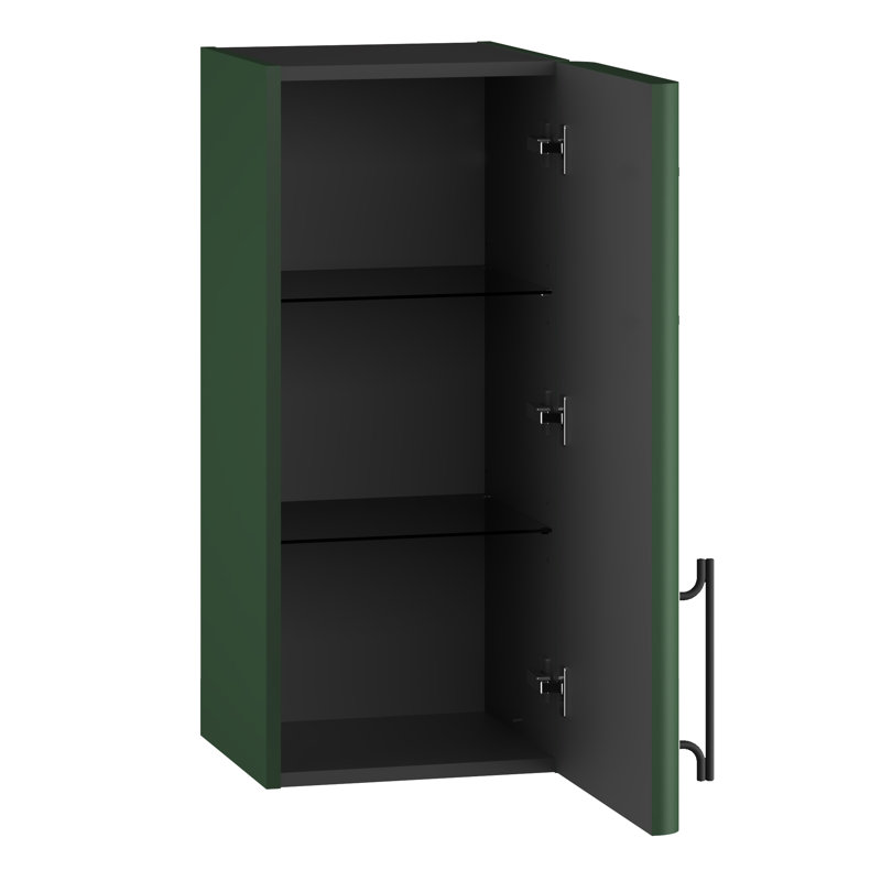 Ashat Wall Bathroom Cabinet, Conifer Green Supermatt/Black, Right