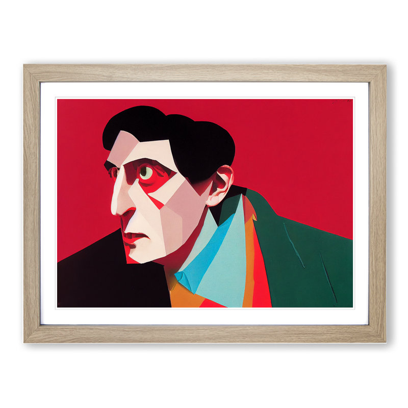 XH1022-7075X Portrait Of A Man Abstract - Single Picture Frame Print, 46cm H x 64cm W x 2cm D, Oak Framed