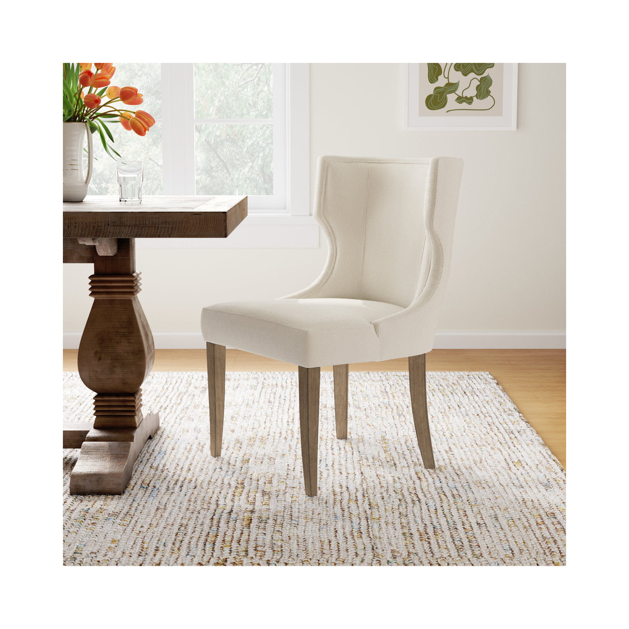 Carson Upholstered Dining Chair, Cream