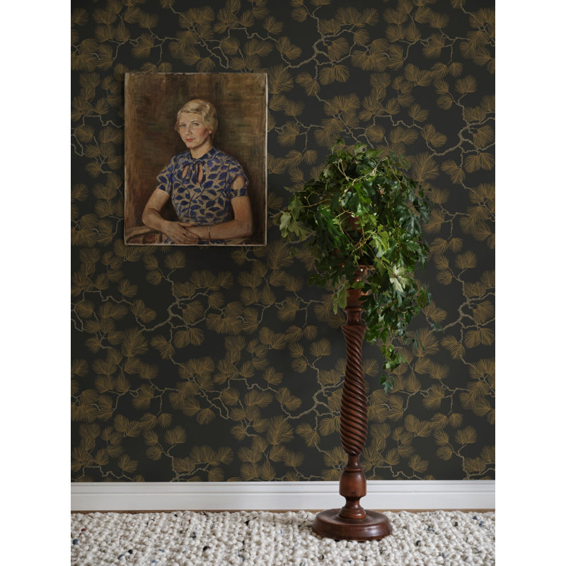 Mons Klint Floral Matte Wallpaper Roll, Black