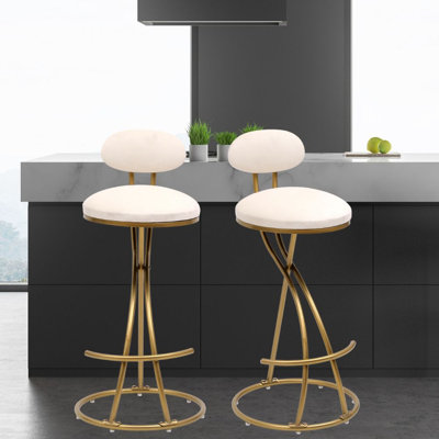 Upholstered Counter Stool with Metal Frame