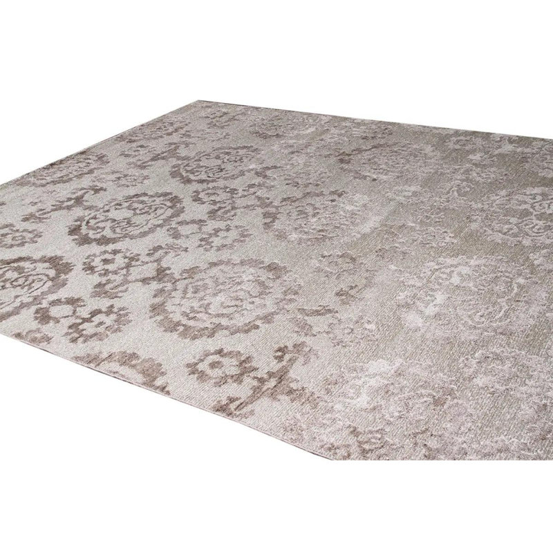 Tapis géométrique brun clair / beige en coton / laine noué à la main 8 pi 10 po x 11 pi 7 po Duffey