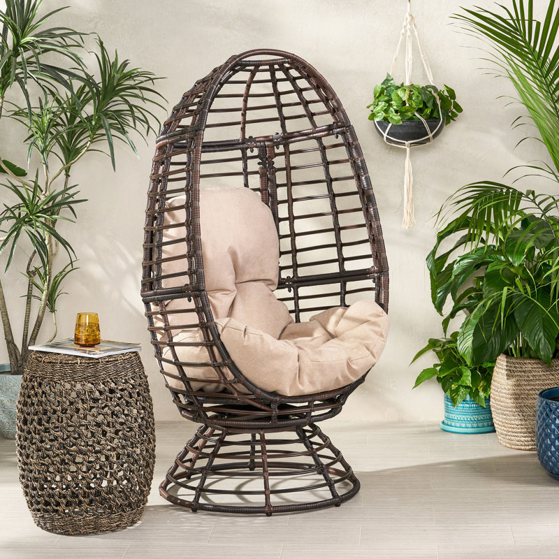 Charmant fauteuil à œufs pivotant pour la cour arrière - style panier avec lit à eau confortable - l 30,25 po x H 57,52 po x P 28,18 po