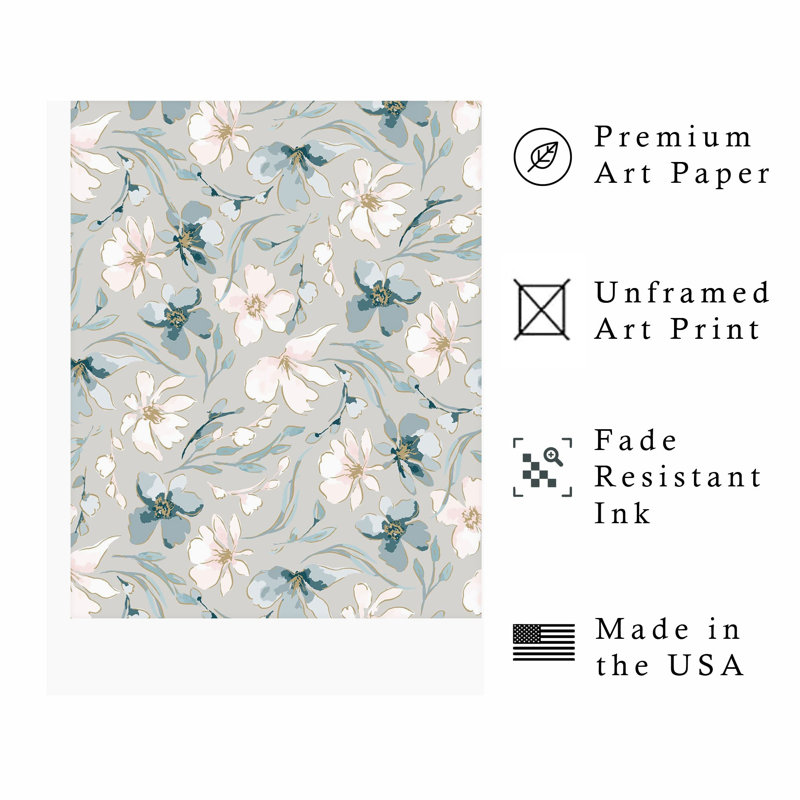 «Floral Floral Dreams I», reproduction d'art moderne sans cadre, H 30 po x l 20 po