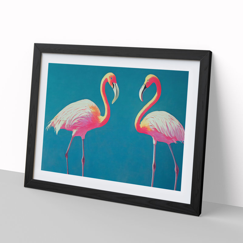 Euphoric Flamingos - Framed Print, Black, 46cm H x 64cm W x 2cm D