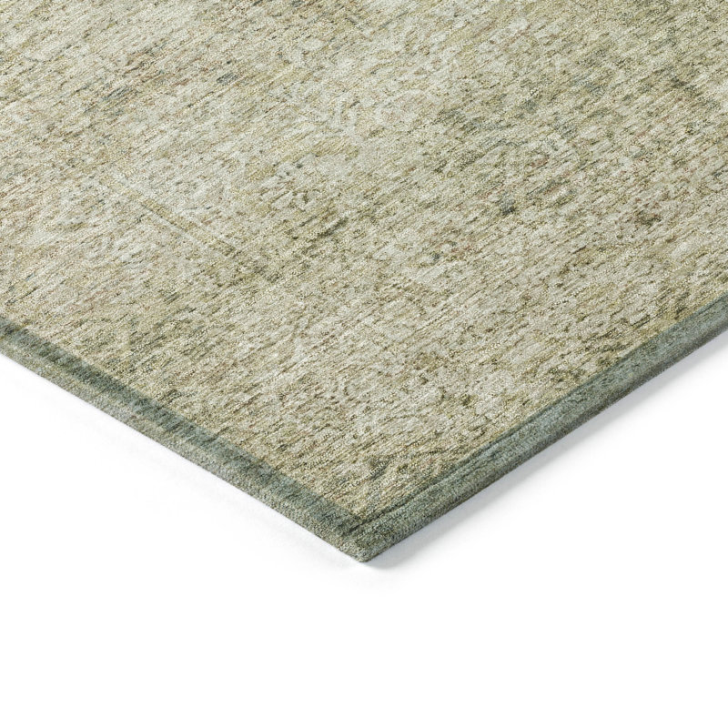 Tapis de sauge Xhevrie intérieur / extérieur lavable à la machine, Rectangle 10 pi x 14 pi