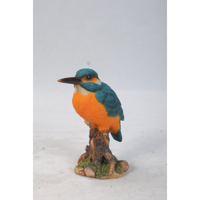 Life-Sized Kingfisher on Stump Garden Statue