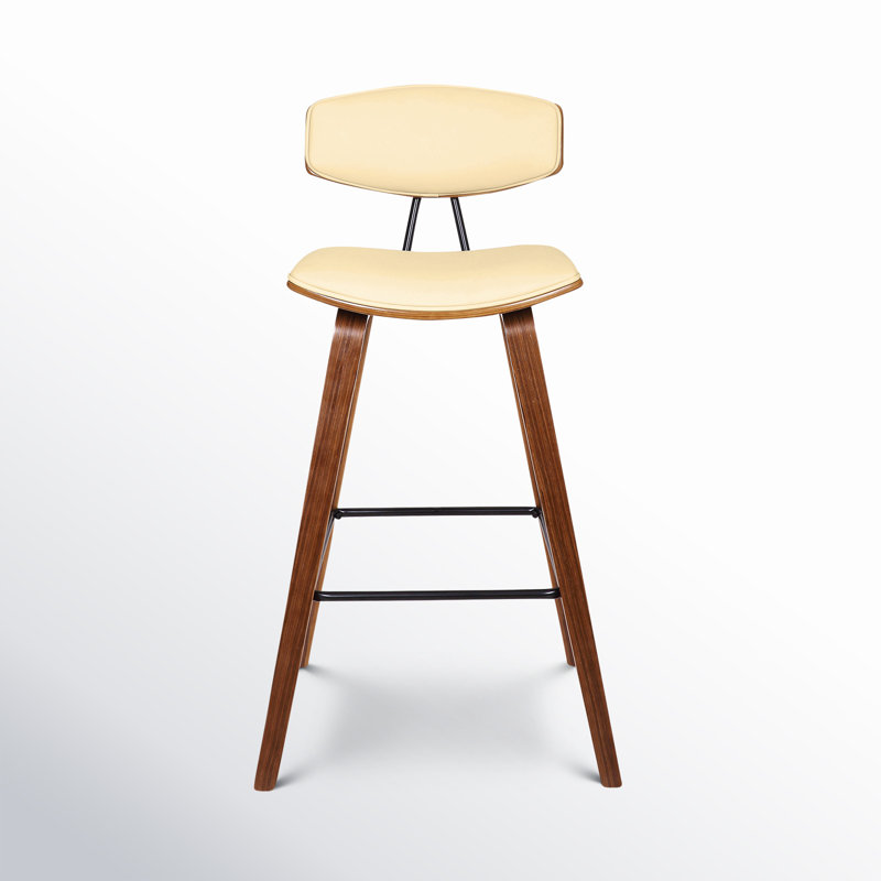 Tabouret de bar et de comptoir Bilgin Payton, Tabouret de comptoir (siège d'une hauteur de 26 p, Similicuir crème, Noyer