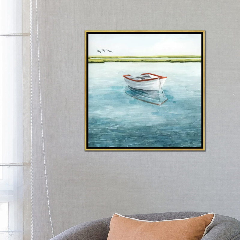 Anchored Bay II par Grace Popp - reproduction d'art, Pas de tapis, Toile encadrée d'or, H 26 po x l 26 po x P 1,5 po