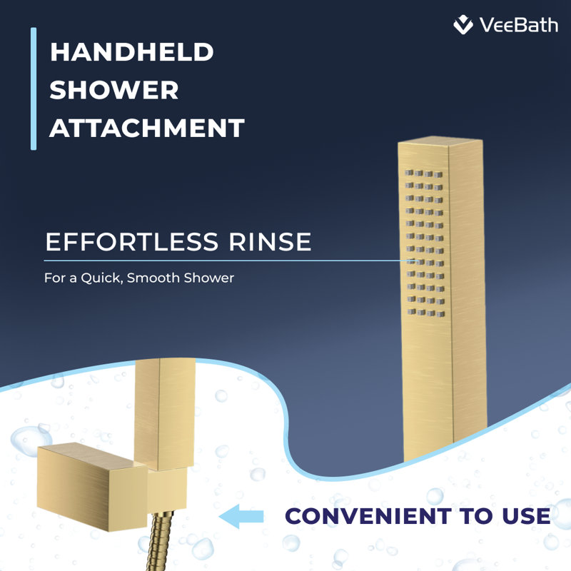 VeeBath Munro Bath Shower Mixer Tap with Kit, Brushed Brass