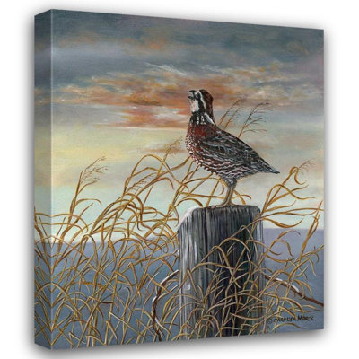 Art sur toile tendu Lark Manor ™ Mock, Carolyn Gallery: Quail on a Post