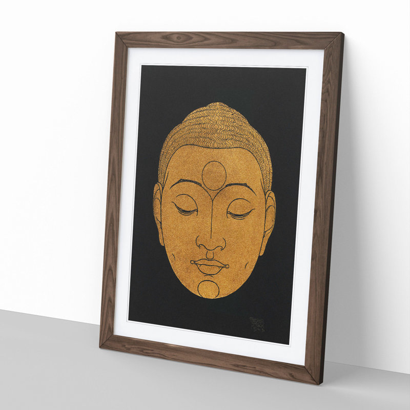 Head of Buddha Vol.2 by Reijer Stolk - Picture Frame Painting on MDF, Walnut Framed, 48cm H x 36cm W x 2cm D