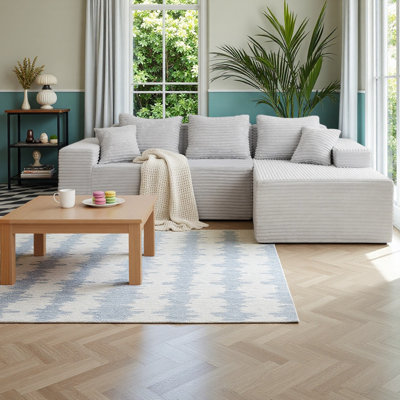 Boneles 94" Modular Sectional Sofa with Chaise, Corduroy Couch L-Shape, Small Space Friendly