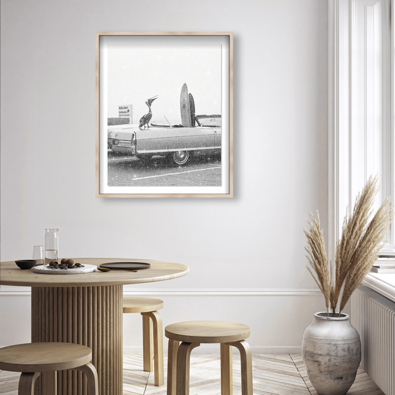 Pelican Speaks Shadowbox Animals Print by Oliver Gal, Black Frame, 16 x 20, 31.5"H x 37.5"W, Natural Oak Shadowbox