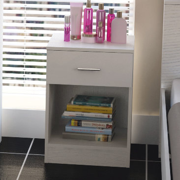 Brylene 45cm W Manufactured Wood Bedside Table, White High Gloss / White Matte