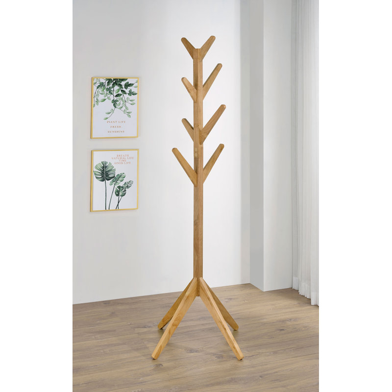 Ramires Solid Wood Coat Rack Clothing Hanger, Natural/Oak