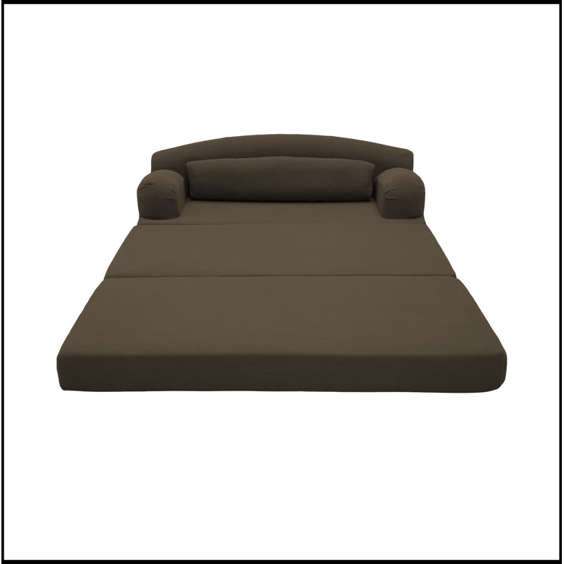 Causeuse pliable en velours côtelé avec coussin moelleux, Brun