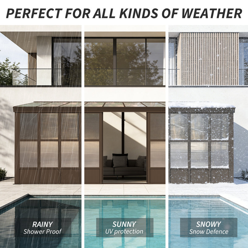 Solarium mural en aluminium pour patio, H 97,32 po x l 236 po x P 144 po