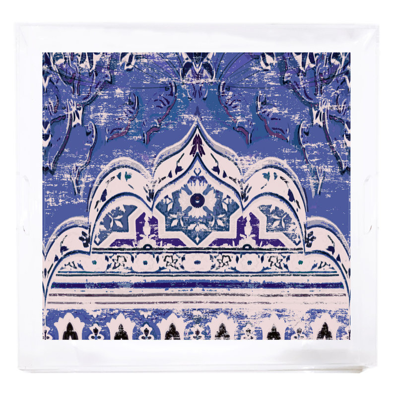 Plateau décoratif carré en acrylique Jaipur, Indigo
