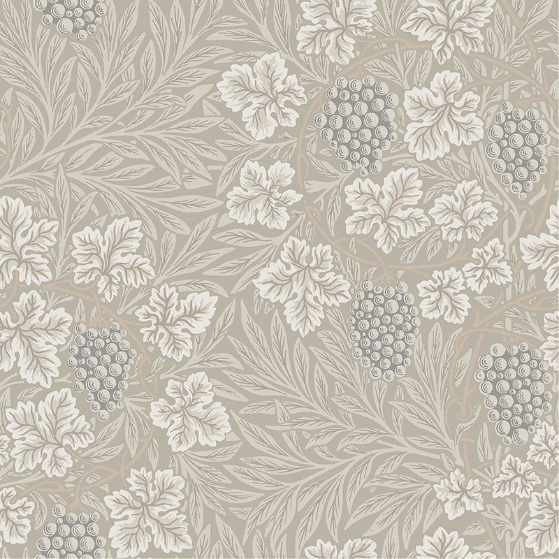 Vine Floral Wallpaper Roll, Light Gray