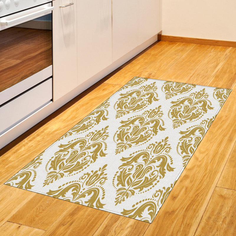Tapis décoratif en fibres de polyester à haute densité Damask, Rectangle 2 pi 7 po x 5 pi