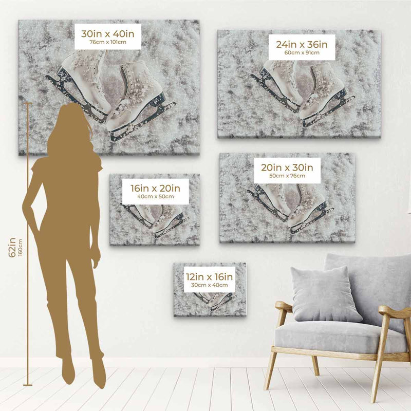 Jadakis, glace blanche sur toile, H 12 po x l 16 po, Cadre noir