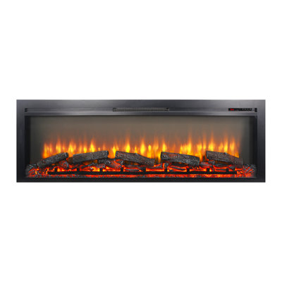 Recessed Electric Fireplace 54 Inches, Infrared Remote, Log - Like Flame, 3 Levels Of Flame Brightness, 1400W Heating Capacity Heat, 50000 Hours Led, 2 Display Styles, Double Device, Touch Button