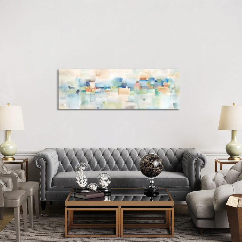 Teal Abstract Horizontal by Cynthia Coulter - Wrapped Canvas Panoramic Painting, 152.4 cm H x 50.8 cm W x 1.91 cm D