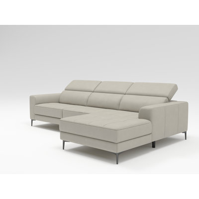 109.5" Black Genuine Leather Round Arm Sectional Sofa with Left Chaise