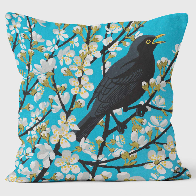 Blackthorn Blackbird - Robert Gillmor Cushion