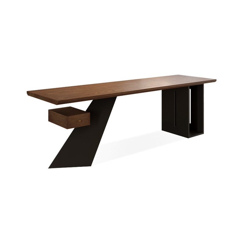 Borwn Rectangular Solid Wood With 1 Drawers Desks, 29.53" H x 78.74" W x 23.62" D