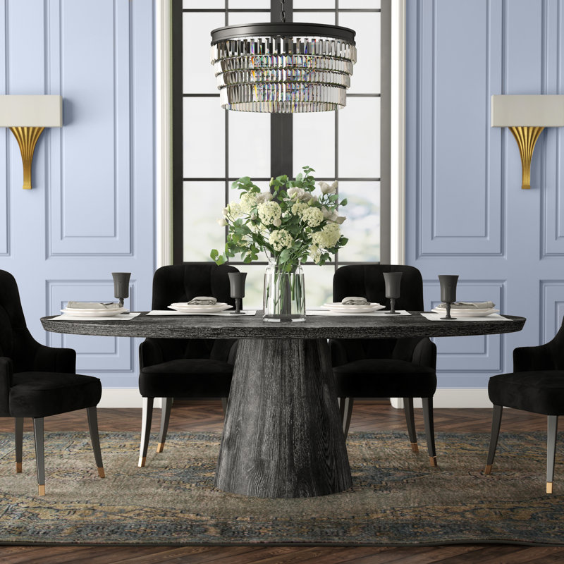 Jefferson Oval Dining Table, Black Cerused Oak